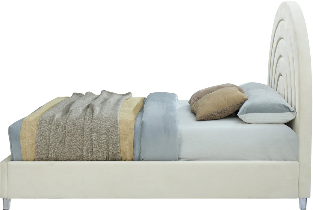 Rainbow Cream Velvet Queen Bed - Royal Furniture & Gifts (MI) - Multi Location
