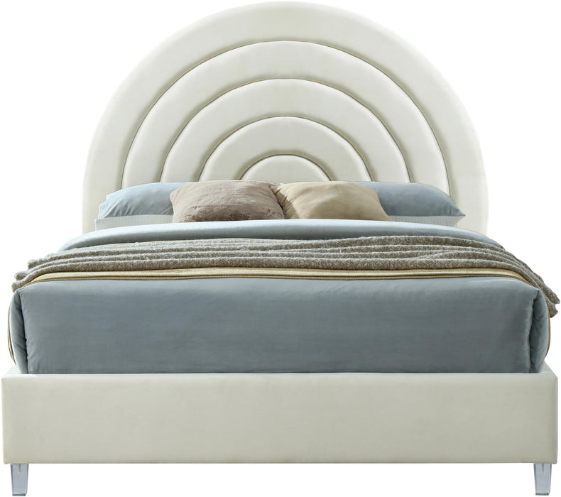 Rainbow Cream Velvet Queen Bed - Royal Furniture & Gifts (MI) - Multi Location