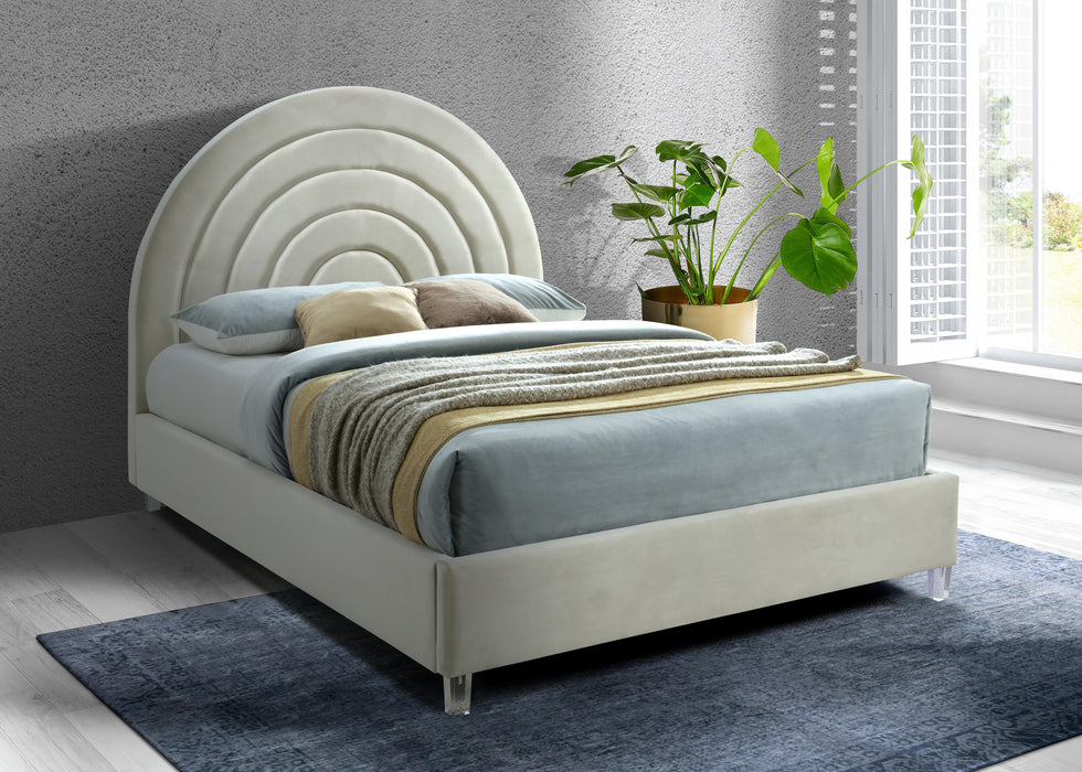 Rainbow Cream Velvet King Bed - Royal Furniture & Gifts (MI) - Multi Location