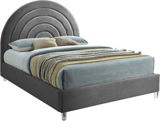 Rainbow Grey Velvet Queen Bed - Royal Furniture & Gifts (MI) - Multi Location