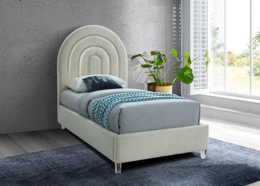 Rainbow Cream Velvet Twin Bed - Royal Furniture & Gifts (MI) - Multi Location