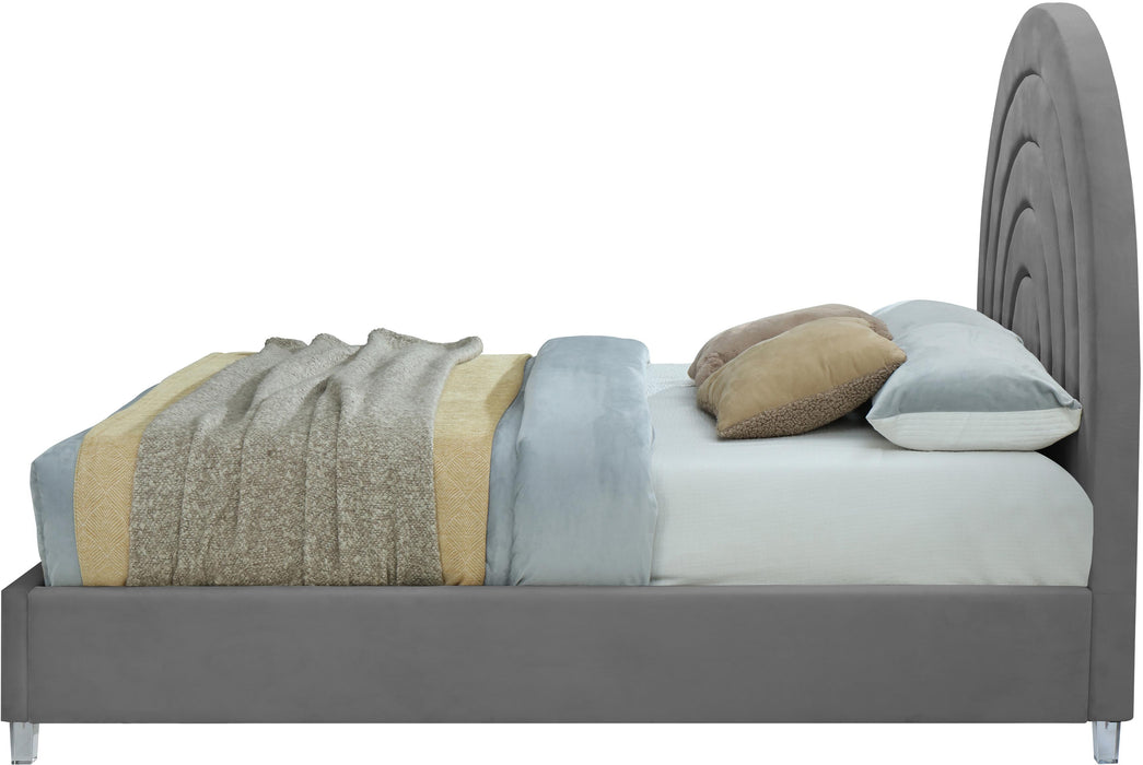 Rainbow Grey Velvet Queen Bed - Royal Furniture & Gifts (MI) - Multi Location