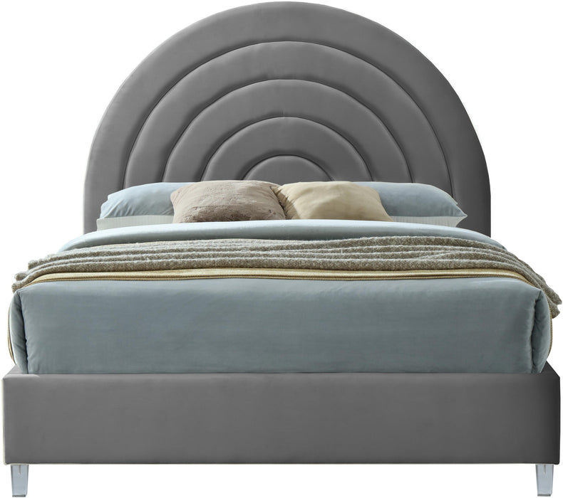 Rainbow Grey Velvet Queen Bed - Royal Furniture & Gifts (MI) - Multi Location