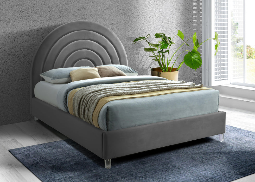 Rainbow Grey Velvet King Bed - Royal Furniture & Gifts (MI) - Multi Location