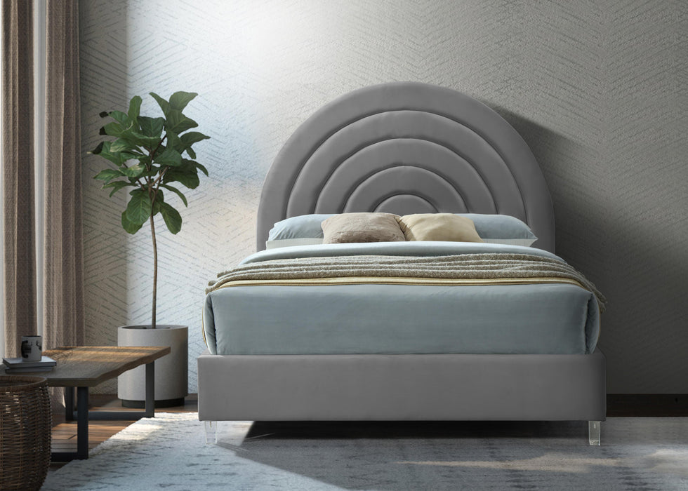 Rainbow Grey Velvet King Bed - Royal Furniture & Gifts (MI) - Multi Location
