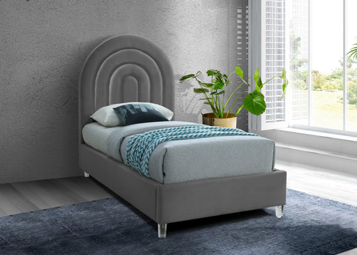 Rainbow Grey Velvet Twin Bed - Royal Furniture & Gifts (MI) - Multi Location