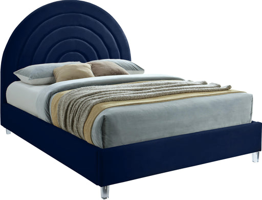 Rainbow Navy Velvet Queen Bed - Royal Furniture & Gifts (MI) - Multi Location