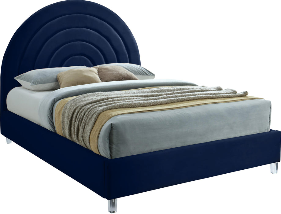 Rainbow Navy Velvet King Bed - Royal Furniture & Gifts (MI) - Multi Location