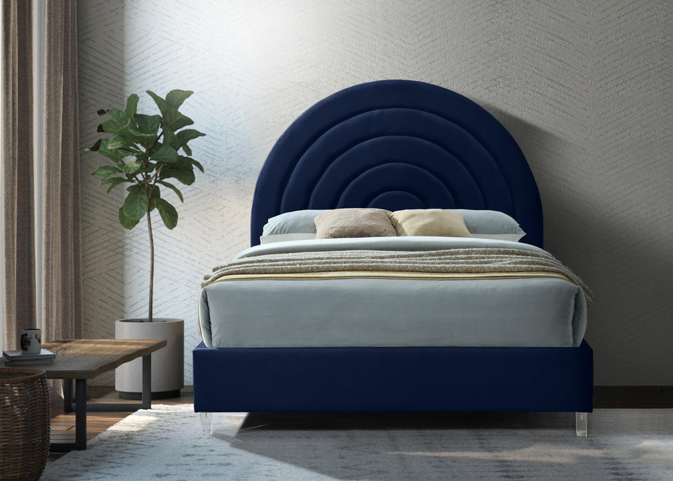 Rainbow Navy Velvet King Bed - Royal Furniture & Gifts (MI) - Multi Location