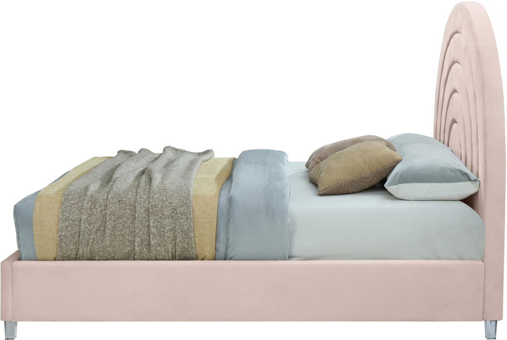 Rainbow Pink Velvet Queen Bed - Royal Furniture & Gifts (MI) - Multi Location