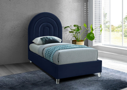 Rainbow Navy Velvet Twin Bed - Royal Furniture & Gifts (MI) - Multi Location