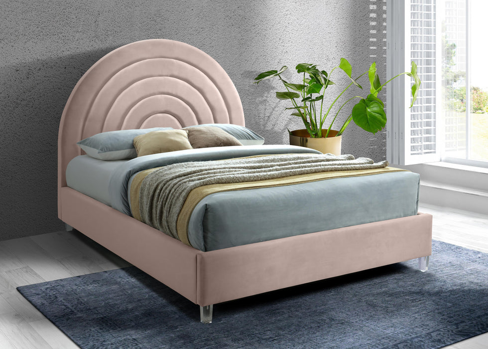 Rainbow Pink Velvet Queen Bed - Royal Furniture & Gifts (MI) - Multi Location
