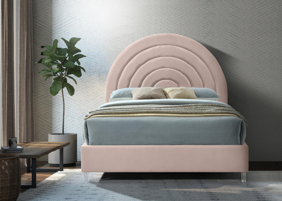 Rainbow Pink Velvet Queen Bed - Royal Furniture & Gifts (MI) - Multi Location