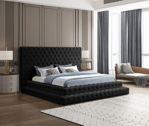 Revel Black Velvet King Bed (3 Boxes) - Royal Furniture & Gifts (MI) - Multi Location