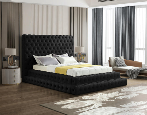 Revel Black Velvet Queen Bed (3 Boxes) - Royal Furniture & Gifts (MI) - Multi Location