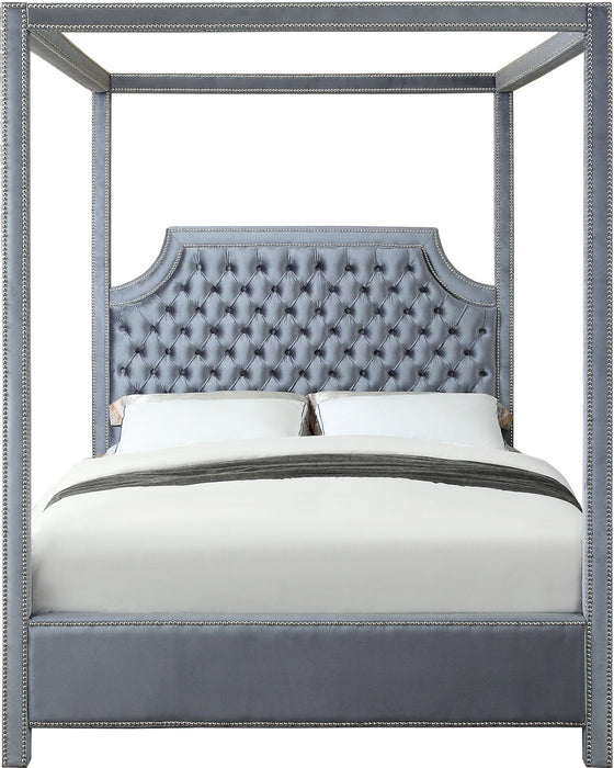 Rowan Grey Velvet Queen Bed (3 Boxes) - Royal Furniture & Gifts (MI) - Multi Location