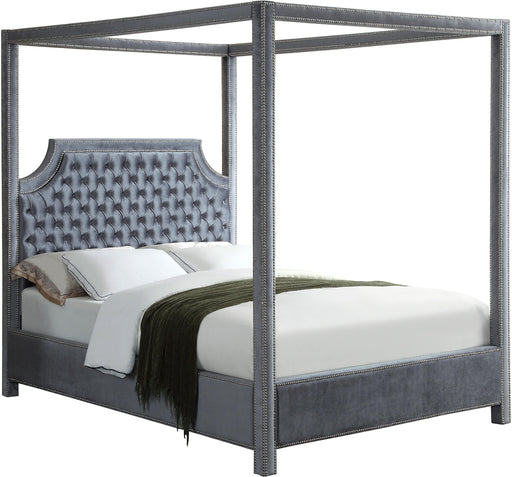 Rowan Grey Velvet Queen Bed (3 Boxes) - Royal Furniture & Gifts (MI) - Multi Location