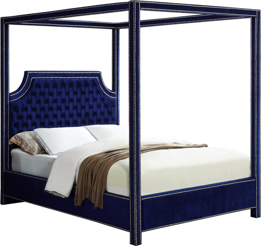 Rowan Navy Velvet Queen Bed (3 Boxes) - Royal Furniture & Gifts (MI) - Multi Location