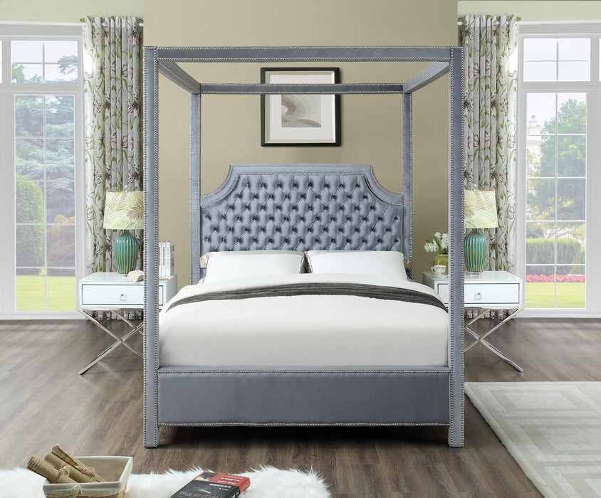 Rowan Grey Velvet Queen Bed (3 Boxes) - Royal Furniture & Gifts (MI) - Multi Location