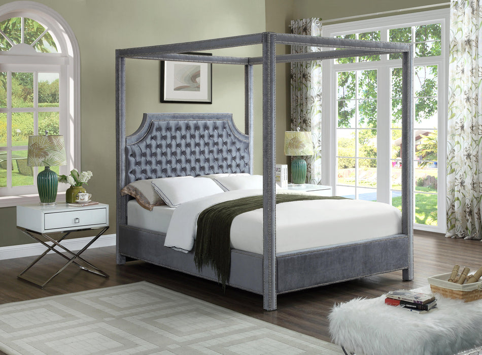Rowan Grey Velvet Queen Bed (3 Boxes) - Royal Furniture & Gifts (MI) - Multi Location