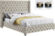 Savan Cream Velvet Queen Bed - Royal Furniture & Gifts (MI) - Multi Location