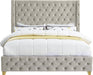 Savan Cream Velvet King Bed - Royal Furniture & Gifts (MI) - Multi Location