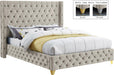 Savan Cream Velvet King Bed - Royal Furniture & Gifts (MI) - Multi Location