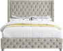 Savan Cream Velvet Queen Bed - Royal Furniture & Gifts (MI) - Multi Location