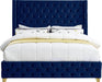 Savan Navy Velvet Queen Bed - Royal Furniture & Gifts (MI) - Multi Location