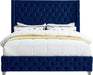 Savan Navy Velvet Queen Bed - Royal Furniture & Gifts (MI) - Multi Location