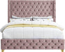 Savan Pink Velvet King Bed - Royal Furniture & Gifts (MI) - Multi Location