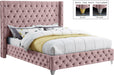 Savan Pink Velvet King Bed - Royal Furniture & Gifts (MI) - Multi Location