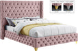 Savan Pink Velvet Queen Bed - Royal Furniture & Gifts (MI) - Multi Location