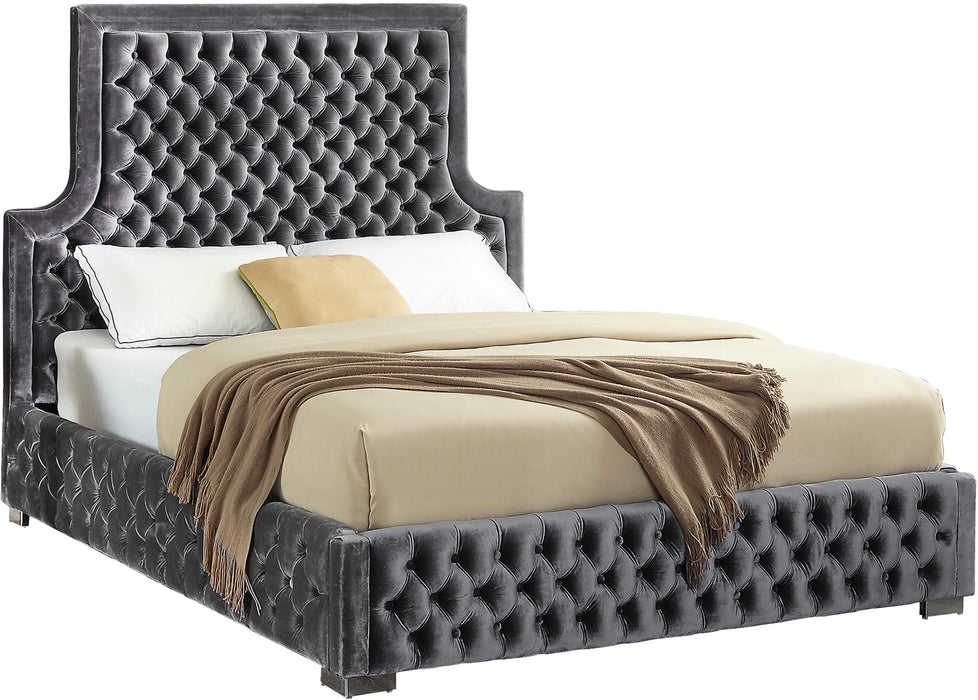 Sedona Grey Velvet Queen Bed - Royal Furniture & Gifts (MI) - Multi Location