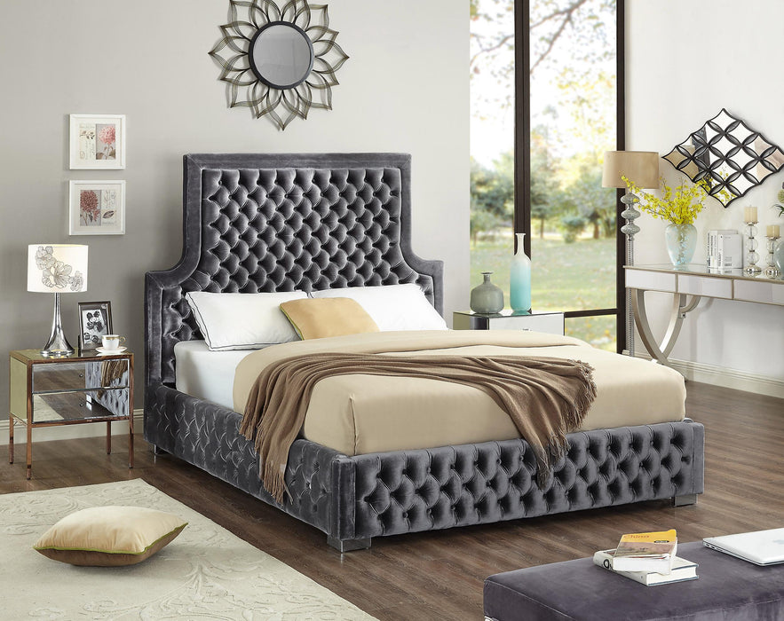 Sedona Grey Velvet Queen Bed - Royal Furniture & Gifts (MI) - Multi Location