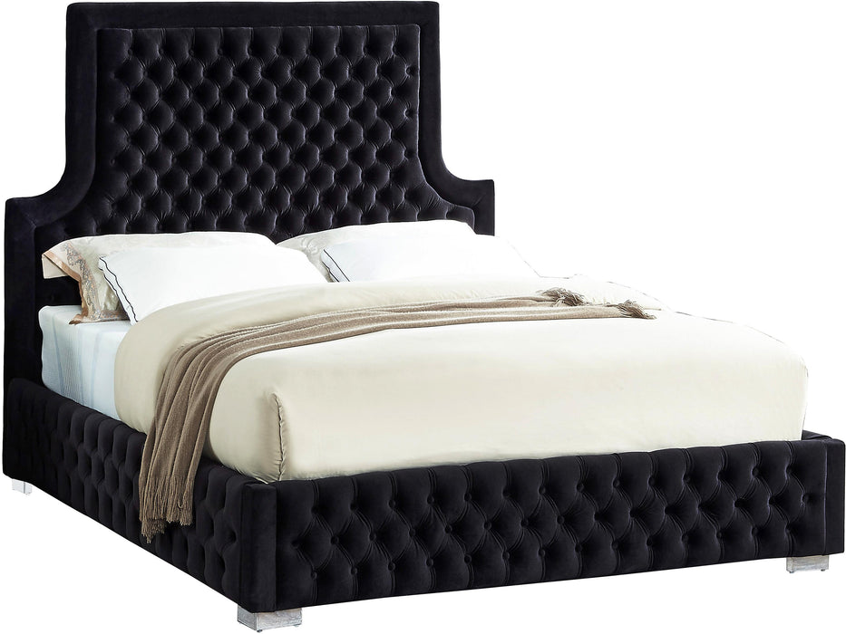 Sedona Black Velvet Queen Bed - Royal Furniture & Gifts (MI) - Multi Location
