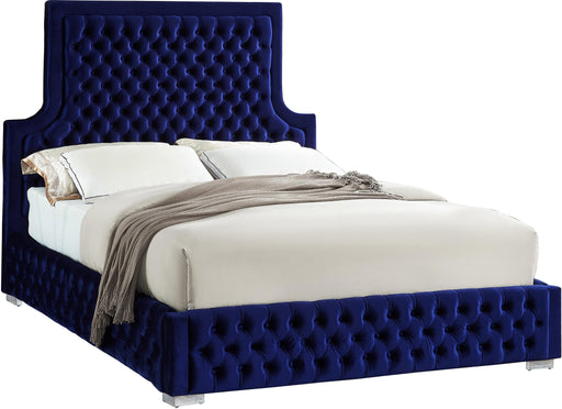 Sedona Navy Velvet Queen Bed - Royal Furniture & Gifts (MI) - Multi Location