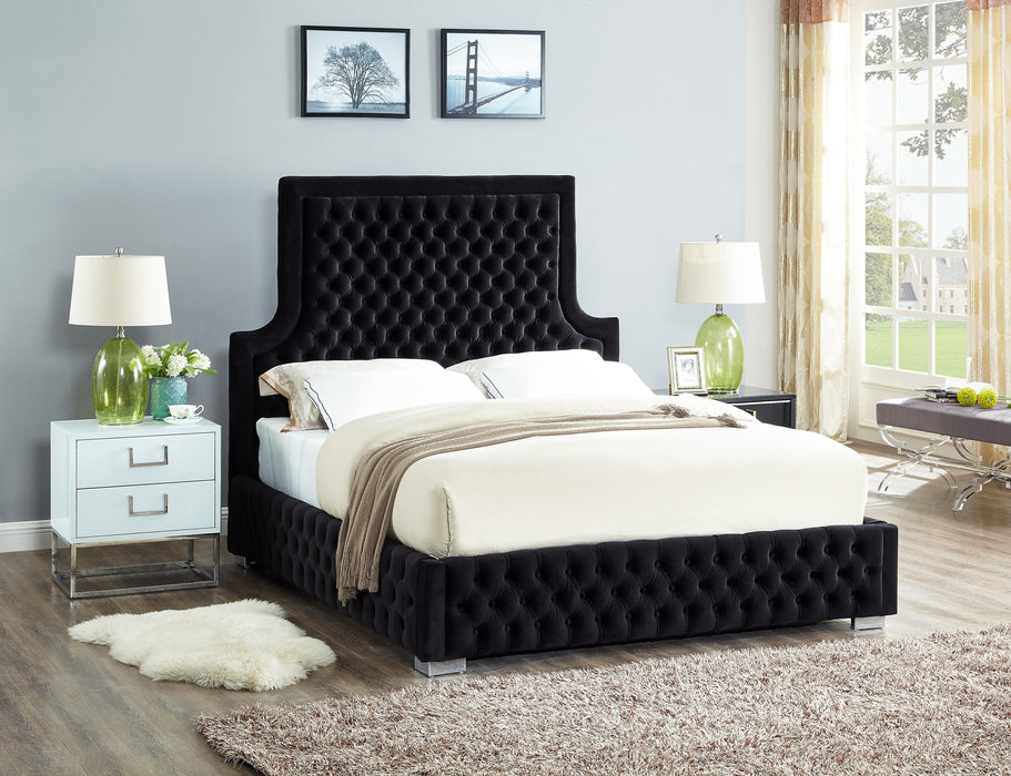 Sedona Black Velvet Queen Bed - Royal Furniture & Gifts (MI) - Multi Location