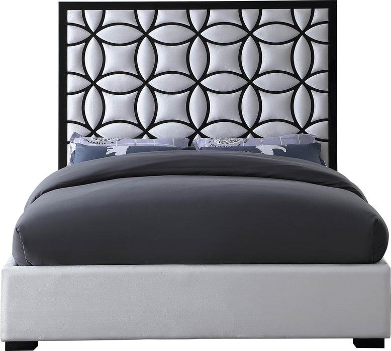 Taj White Velvet Queen Bed - Royal Furniture & Gifts (MI) - Multi Location