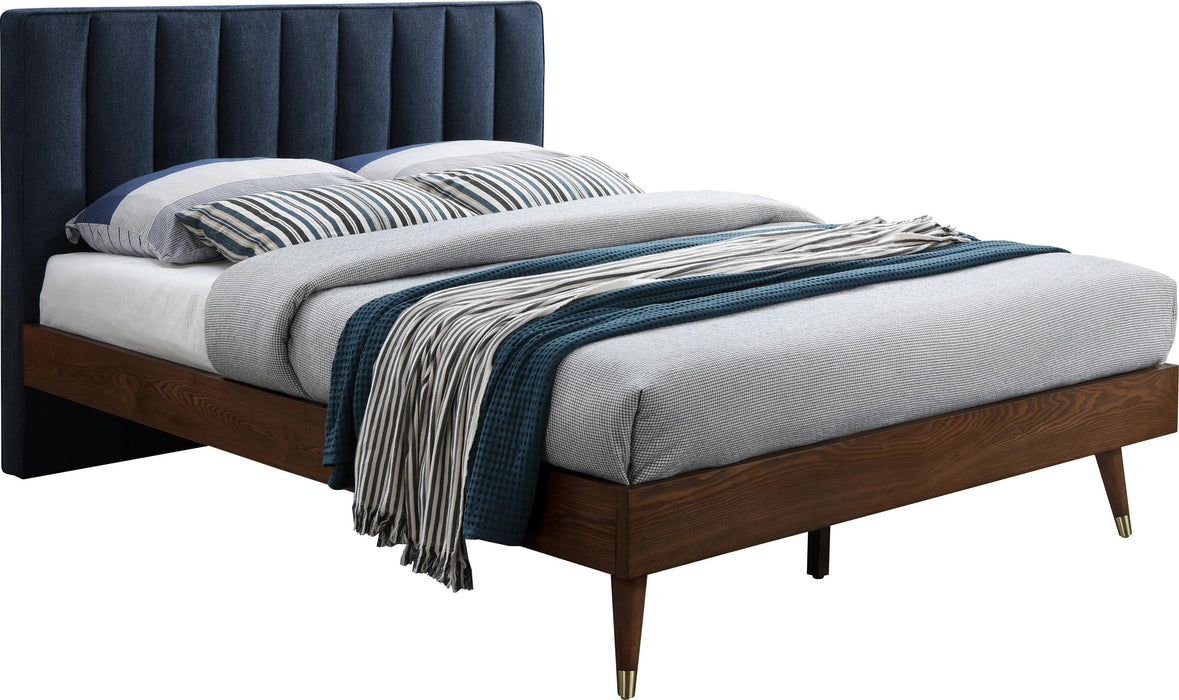Vance Navy Linen Fabric Queen Bed (3 Boxes) - Royal Furniture & Gifts (MI) - Multi Location