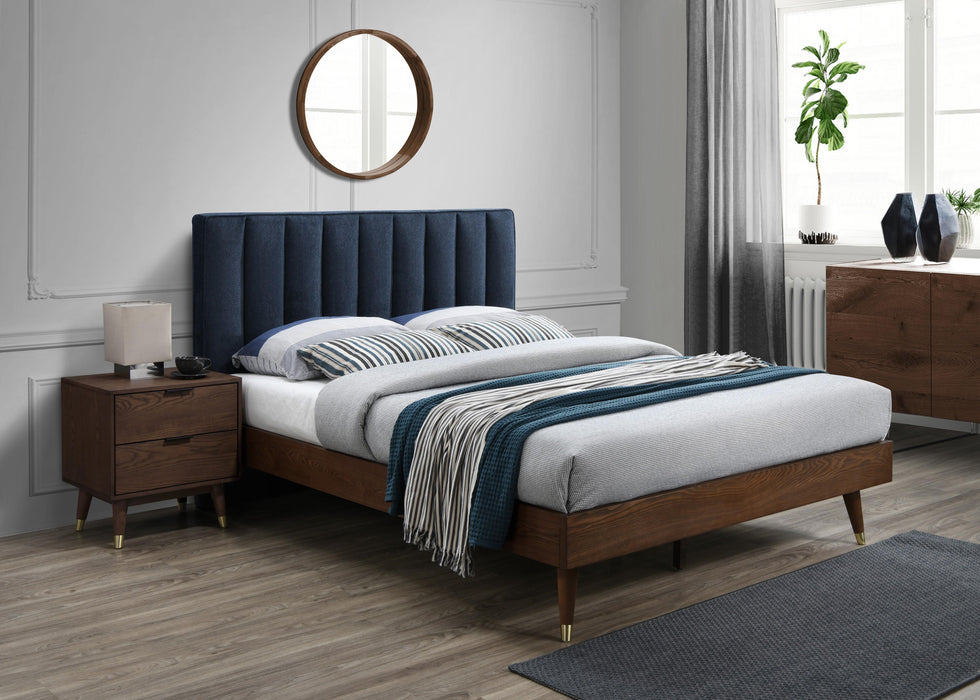 Vance Navy Linen Fabric Queen Bed (3 Boxes) - Royal Furniture & Gifts (MI) - Multi Location