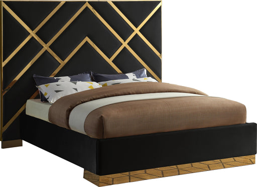 Vector Black Velvet Queen Bed - Royal Furniture & Gifts (MI) - Multi Location