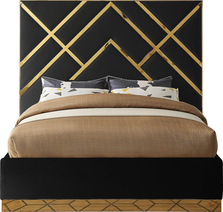 Vector Black Velvet Queen Bed - Royal Furniture & Gifts (MI) - Multi Location