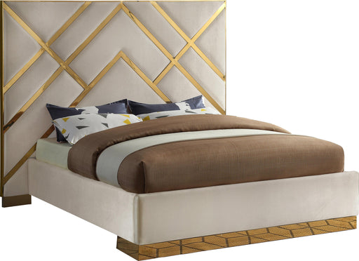 Vector Cream  Velvet Queen Bed - Royal Furniture & Gifts (MI) - Multi Location