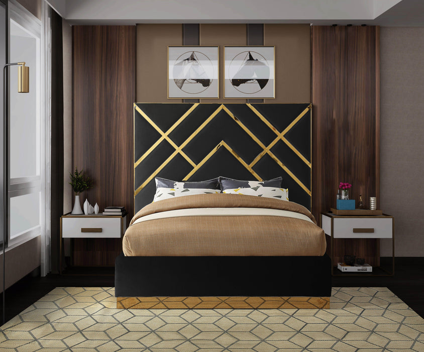 Vector Black Velvet Queen Bed - Royal Furniture & Gifts (MI) - Multi Location
