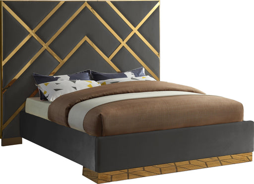 Vector Grey Velvet Queen Bed - Royal Furniture & Gifts (MI) - Multi Location