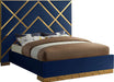 Vector Navy Velvet Queen Bed - Royal Furniture & Gifts (MI) - Multi Location