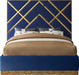 Vector Navy Velvet Queen Bed - Royal Furniture & Gifts (MI) - Multi Location