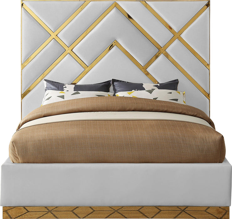 Vector White Faux Leather Queen Bed - Royal Furniture & Gifts (MI) - Multi Location