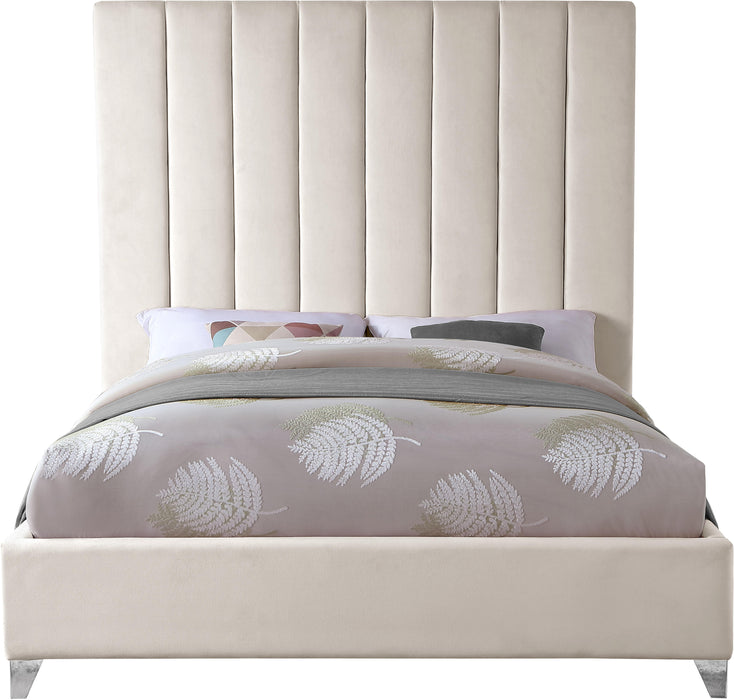 Via Cream Velvet King Bed - Royal Furniture & Gifts (MI) - Multi Location